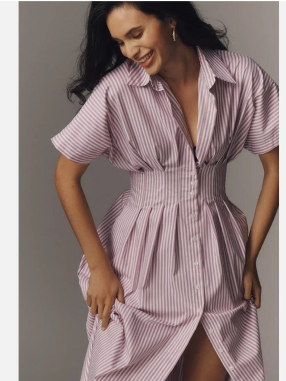 Anthropologie The Tobie Shirt Dress by Exquise Purple Stripe Maxi Size XL NWT - Picture 8 of 9